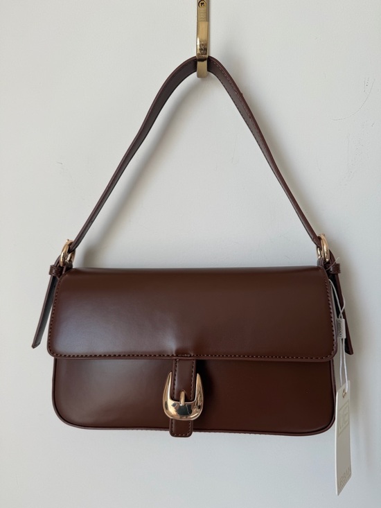 Urban Expressions Handbags - urban expressions dark brown leather flap shoulder bag